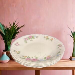 Arcopal France Rosalie 7” Salad Dessert Plates Set of 4 Pink Floral Vintage